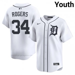 Jake Rogers #34 Detroit Baseball Jersey | MLB Youth White Sewn Edition 86362370