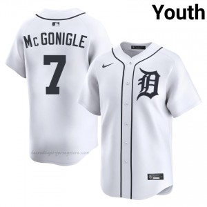 Kevin McGonigle #7 Detroit Baseball Jersey | Game-Day Youth White Sewn Edition 84969614