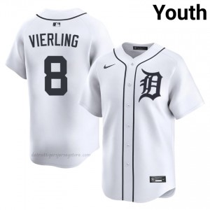 Detroit Tigers Matt Vierling #8 White Youth Baseball Jersey | 2026 Season Limited 31659320
