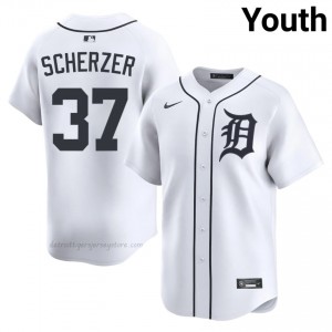 White Max Scherzer #37 DET Tigers Baseball Sewn Jersey | Game Youth Fit 92046923