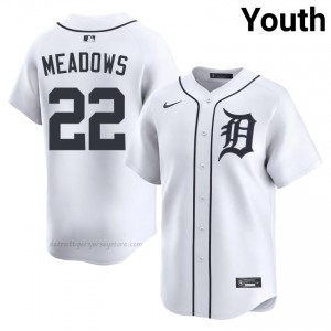 #22 Parker Meadows MLB Youth Baseball Jersey | DET White Fan Gear 24024198