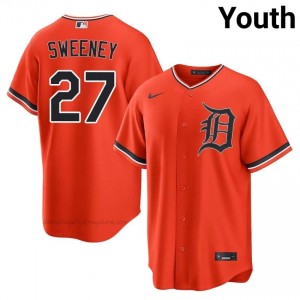 Orange Trey Sweeney #27 DET Tigers Baseball Stitched Jersey | Pro-Grade Youth Fit 19511432