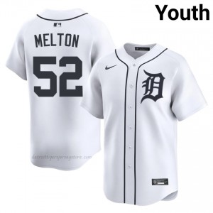 Troy Melton #52 Detroit Baseball Jersey | Game Youth White Sewn Edition 43349634