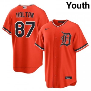 Orange Tyler Holton #87 DET Tigers Baseball Stitched Jersey | Game-Day Youth Fit 20895093