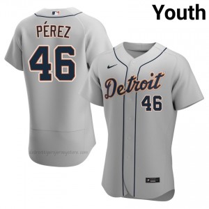 Detroit Tigers Wenceel Perez #46 Gray Youth Baseball Jersey | 2026 Season Replica 19188398