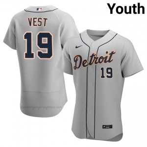 Gray Will Vest #19 DET Tigers Baseball Stitched Jersey | Classic Youth Fit 30463624