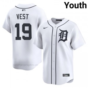 #19 Will Vest Durable Youth Baseball Jersey | DET White Fan Gear 90991061