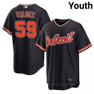 Navy Framber Valdez #59 DET Tigers Baseball Embroidery Jersey | Iconic Youth Fit 45093051