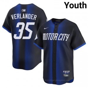 #35 Justin Verlander Iconic Youth City Connect Baseball Jersey | DET Blue Fan Gear 50782551
