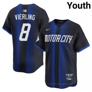 Matt Vierling #8 Detroit City Connect Baseball Jersey | Game Youth Blue Sewn Edition 60910075