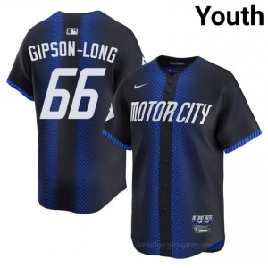 Blue Sawyer Gipson-Long #66 DET Tigers Baseball City Connect Sewn Jersey | Game Youth Fit 79372013