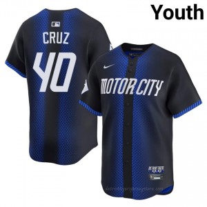 Blue Trei Cruz #40 DET Tigers Baseball City Connect Sewn Jersey | Iconic Youth Fit 31213129